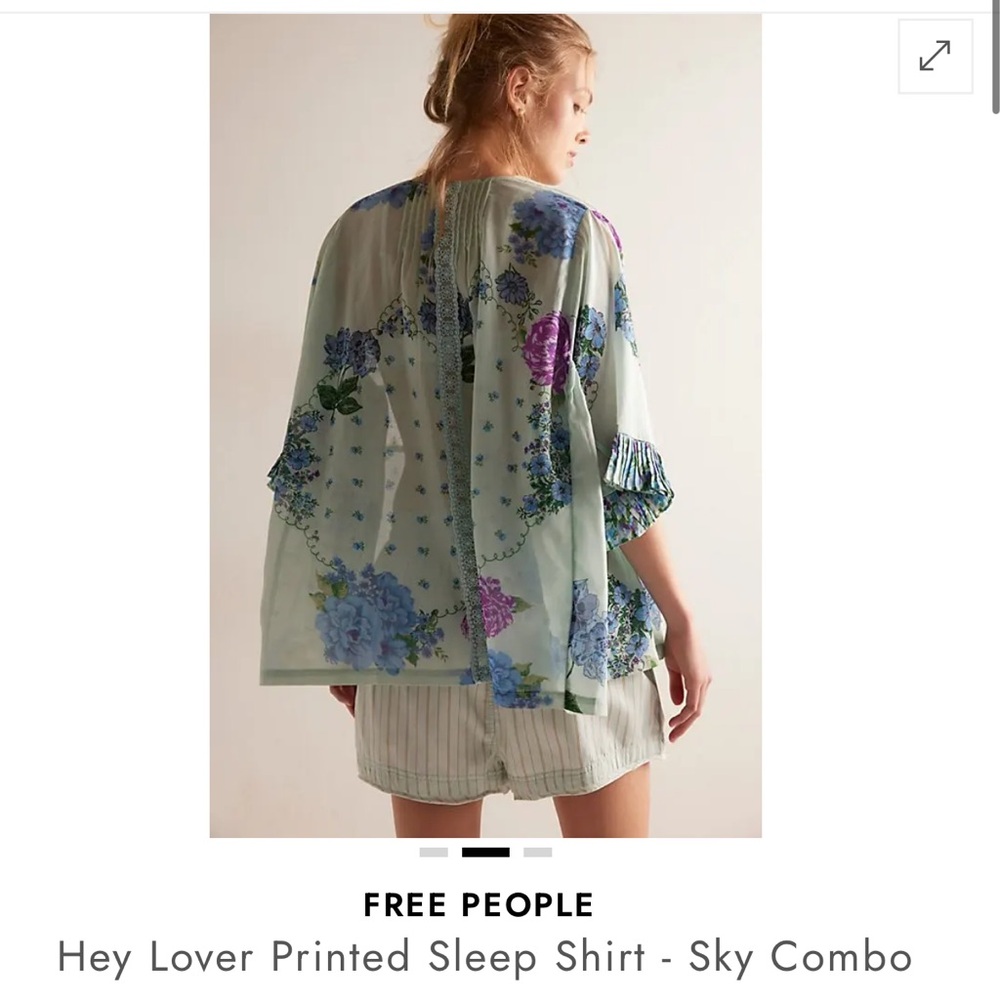 ✨ISO✨Free People Hey Lover Printed Sleep Shirt in Sky Combo